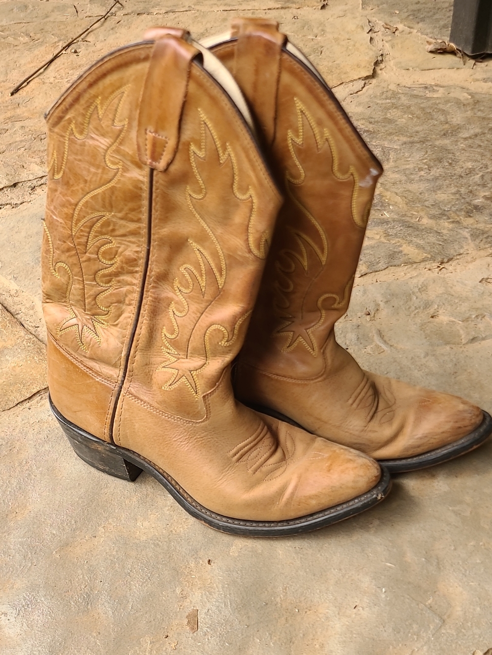 Old West Cowboy Boots Genuine Leather Sz 7
